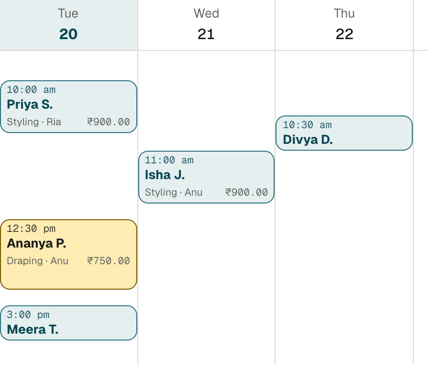 BillionBiz appointments calendar