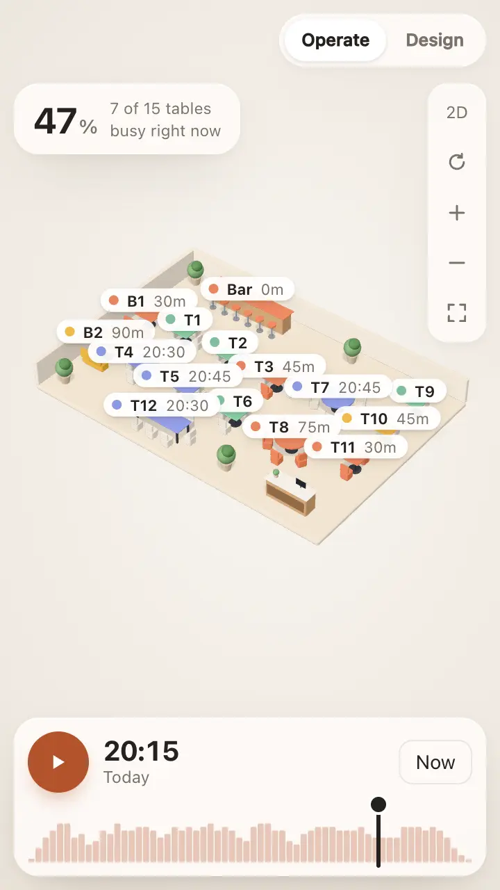Restaurant floor plan in the Spaces playground